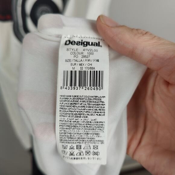 Desigual Sally Shift Dress Womens Medium White‎ Circle Print Mini Sleeveless - Picture 10 of 12